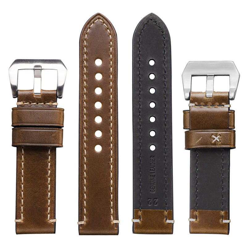 EACHE 22mm Leather Watch Bands, Handmade Genuine Leather Watch Straps Oil Waxed Thick Watch Bands - Image 3
